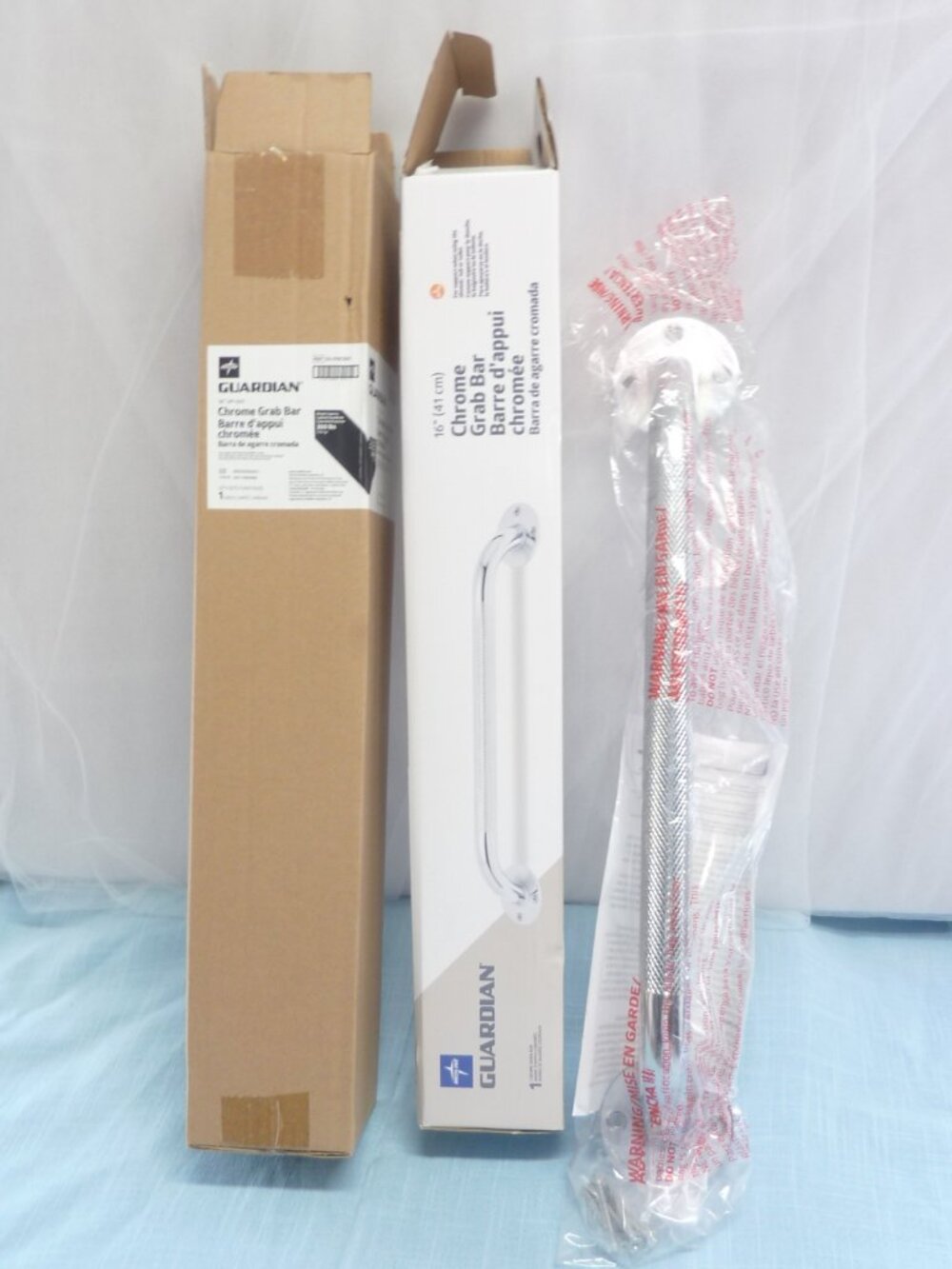 Medline Guardian 16” (41cm) Knurled Grip Steel-Chrome Grab Bar - New.